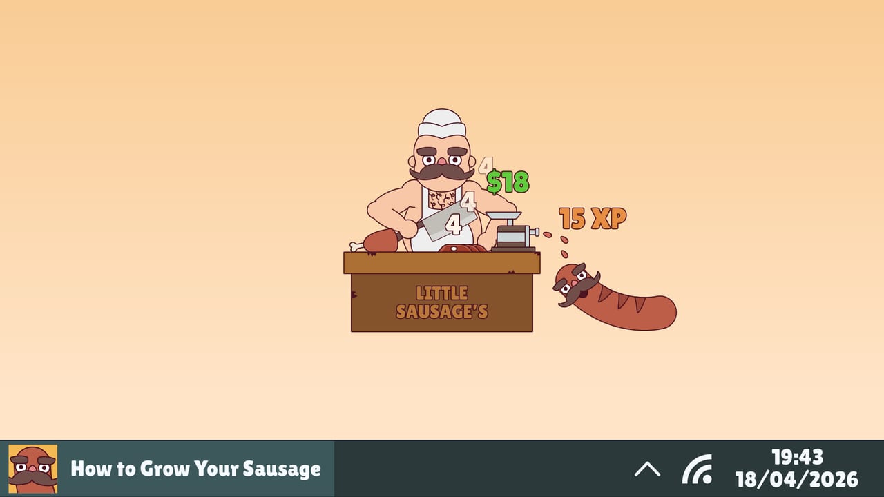 How to Grow Your Sausage butcher counter with a growing cartoon sausage on screen